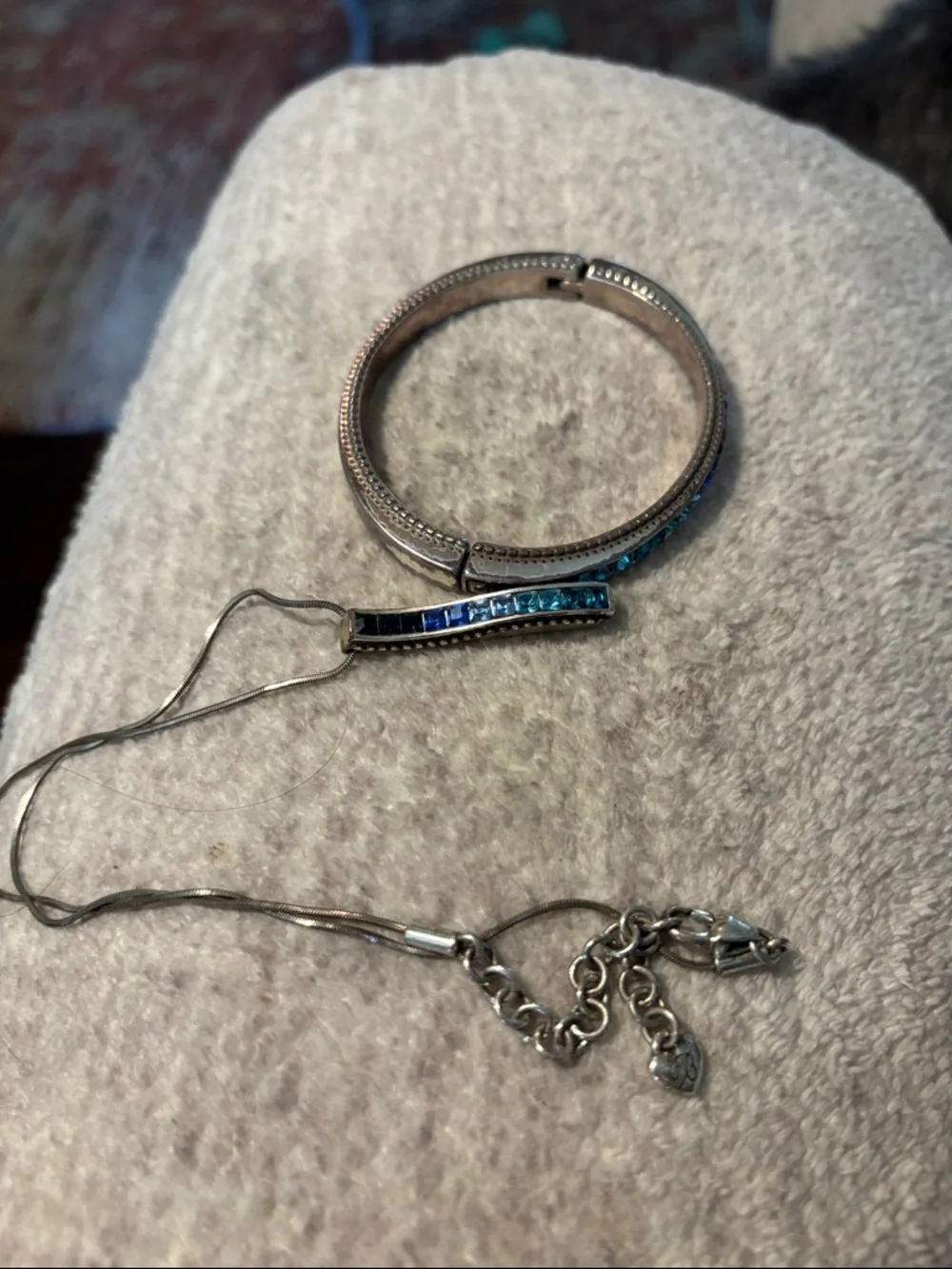 Brighton Silver Necklace and matching Bangle with Blue Crystals - Picture 4 of 4